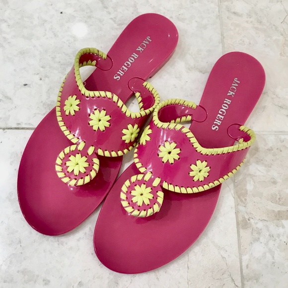 Jack Rogers Shoes - JACK ROGERS Bahamas Jelly Sandals Pink Yellow Thong Sandal